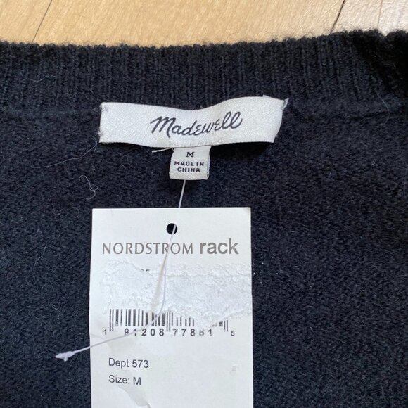 MADEWELL Bnwt Faux Wrap Front Black Cozy Sweater - Picture 5 of 11
